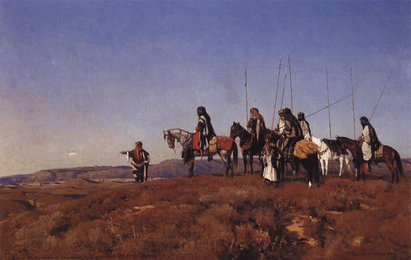 Eugen Bracht Halt on an Escarpment. Spain oil painting art